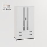  HAPPY FURNITURE , Tủ quần áo 2 ngăn kéo 2 cửa mở chân sắt - LOUIS , TCM_033 , 100cm x 58cm x 180cm 