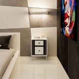  HAPPY FURNITURE , Táp đầu giường 2 ngăn kéo chân sắt - TAKO , THK_130 , 40cm x 40cm x 53cm 