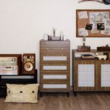  HAPPY FURNITURE , Tủ đựng đồ 6 ngăn kéo chân sắt - ROTAN , THK_128 , 60cm x 45cm x 112cm 