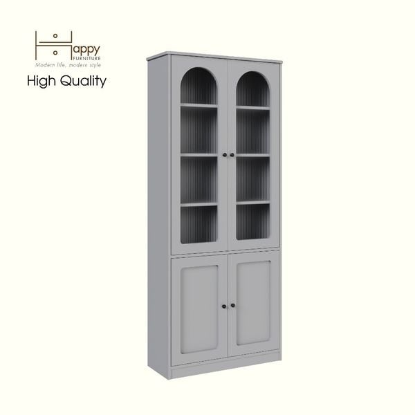  HAPPY FURNITURE , Tủ lưu trữ cửa kính 4 cửa mở - SISEEL , TCM_184 , 83cm x 33cm x 194cm 