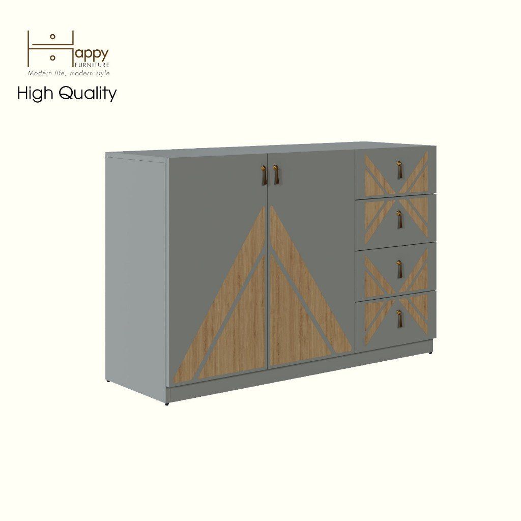  HAPPY FURNITURE , Tủ lưu trữ 2 cửa mở 4 ngăn kéo - CHARIS , TCM_120 , 120cm x 40cm x 78cm 