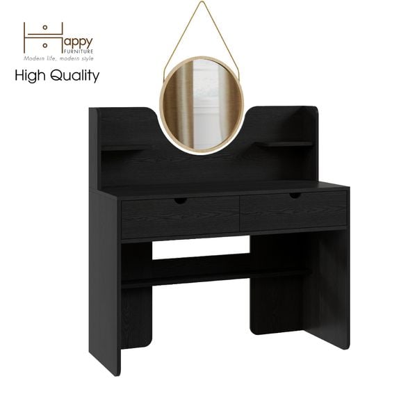  HAPPY FURNITURE , Bàn trang điểm 2 ngăn kéo kèm gương - CIRCLE , BAN_047 , 110cm x 45cm x 111cm 