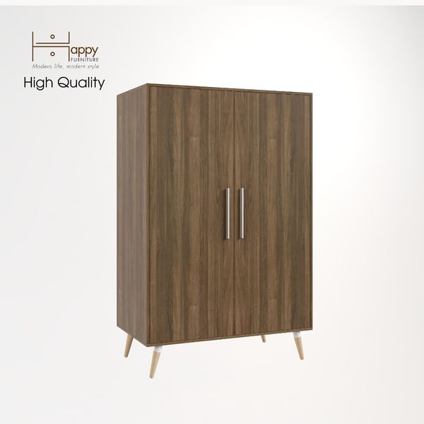  HAPPY FURNITURE , Tủ quần áo 2 cửa mở chân gỗ chéo - OSRI , TCM_012 , 120cm x 58cm x 180cm 