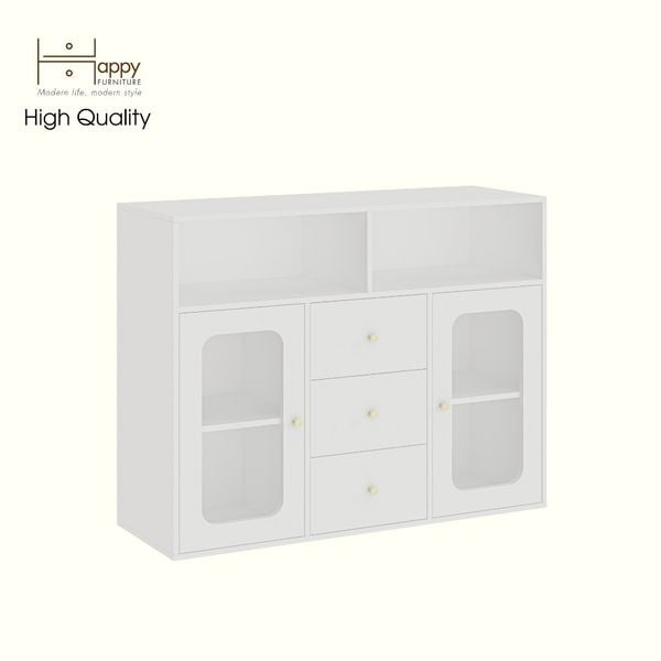  HAPPY FURNITURE , Tủ lưu trữ 2 cửa kính 3 ngăn kéo - NOAH , TLT_065 , 130cm x 45cm x 100cm DxRxC 