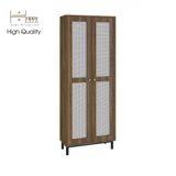  HAPPY FURNITURE , Tủ sách 2 cửa mở chân sắt - ROTAN , TCM_136 , 70cm x 30cm x 180cm 