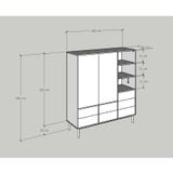  HAPPY FURNITURE , Tủ quần áo 2 cánh mở chân sắt - BECKY , TCM_014 ,  160cm x 55cm x 180cm 