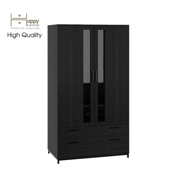  HAPPY FURNITURE , Tủ quần áo 2 ngăn kéo 2 cửa mở chân sắt - LOUIS , TCM_033 , 100cm x 58cm x 180cm 