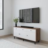 HAPPY FURNITURE , Kệ TV 3 cánh mở 3 ngăn kéo - LIVIK, KTV_083 , 140cm x 40cm x 65cm DxRxC 