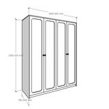  HAPPY FURNITURE , Tủ quần áo 4 cửa mở 1m6x2m - ELEGANT , TCM_084 , 160cm x 54cm x 200cm 