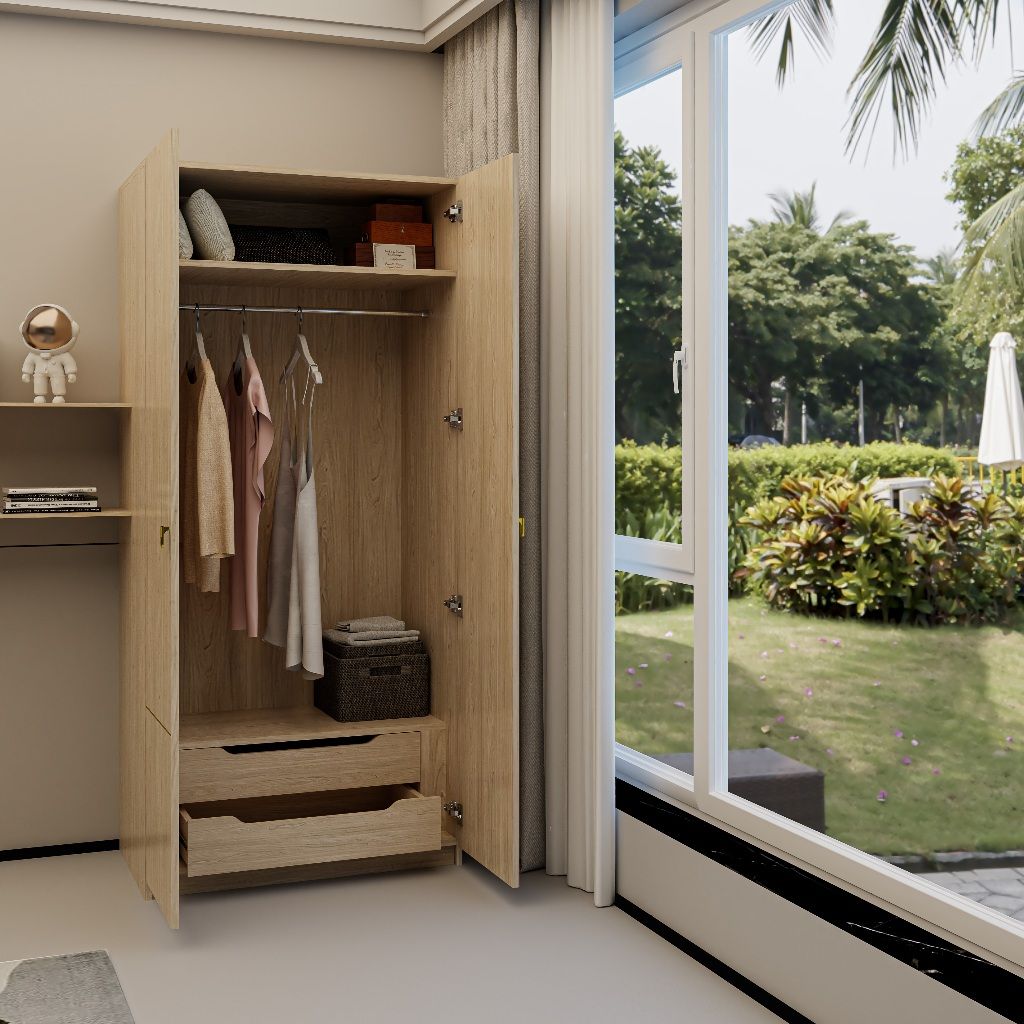  HAPPY FURNITURE , Gỗ tự nhiên , Tủ quần áo 2 cánh mở - JOCASTA , TCM_179 , 90cm x 59cm x 200cm 