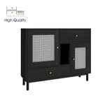  HAPPY FURNITURE , Tủ lưu trữ 2 ngăn kéo 2 cửa mở chân sắt - ROTAN , TCM_132 , 100cm x 30cm x 80cm 