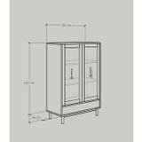  HAPPY FURNITURE  , Kệ sách 3 tầng cửa kính 1 ngăn kéo  chân sắt  - CATY ,  KSA_022 ,  80cm x 39cm x 120cm 