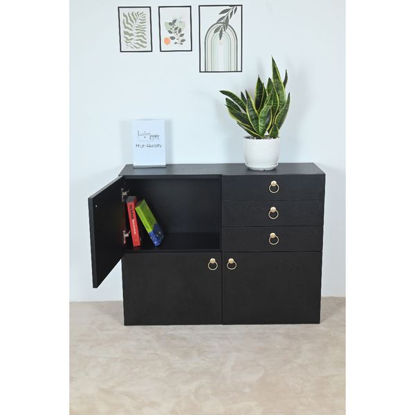  HAPPY FURNITURE , Tủ đựng đồ 3 ngăn kéo 3 ngăn cửa mở - WESLEY , TCM_017 , 90cm x 30cm x 70cm 