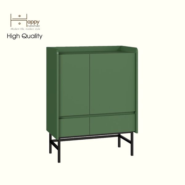  HAPPY FURNITURE , Tủ lưu trữ 2 ngăn kéo 2 cửa mở chân sắt - LAVIA , TCM_169 , 80cm x 40cm x 104cm 