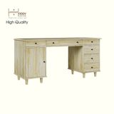  HAPPY FURNITURE ,  Gỗ tự nhiên , Bàn làm việc 6 ngăn kéo - FARAH , BAN_097 , 160cm x 55cm x 75cm 
