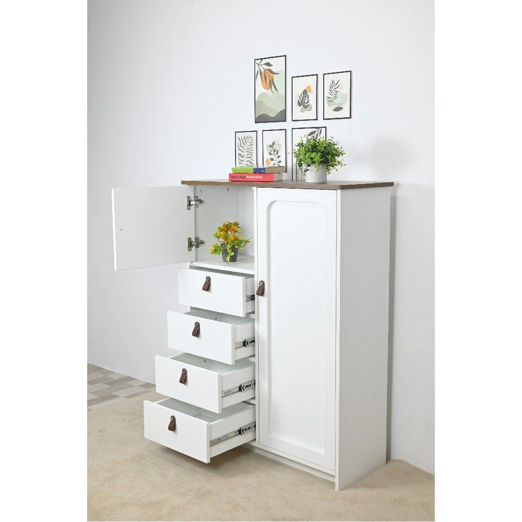  HAPPY FURNITURE , Tủ lưu trữ 5 ngăn 1 cửa mở - NOMIA , TCM_035 , 90cm x 35cm x 120cm 