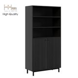  HAPPY FURNITURE , Kệ sách 6 tầng 2 cửa mở chân sắt - CATY , KSA_016 , 90cm x 40cm x 180cm 