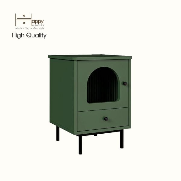  HAPPY FURNITURE , Táp đầu giường cửa kính 1 cánh mở  chân sắt - SISEEL , TCM_182 , 40cm x 40cm x 56cm 