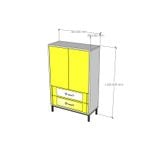  HAPPY FURNITURE , Tủ lưu trữ 2 ngăn kéo chân sắt - TAKO , TCM_143 , 70cm x 30cm x 110cm 