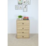  HAPPY FURNITURE , ZACY - Tủ lưu trữ 4 ngăn kéo , THK_215 , 55cm x 45cm x 82cm DxRxC, Sản phẩm phổ thông 