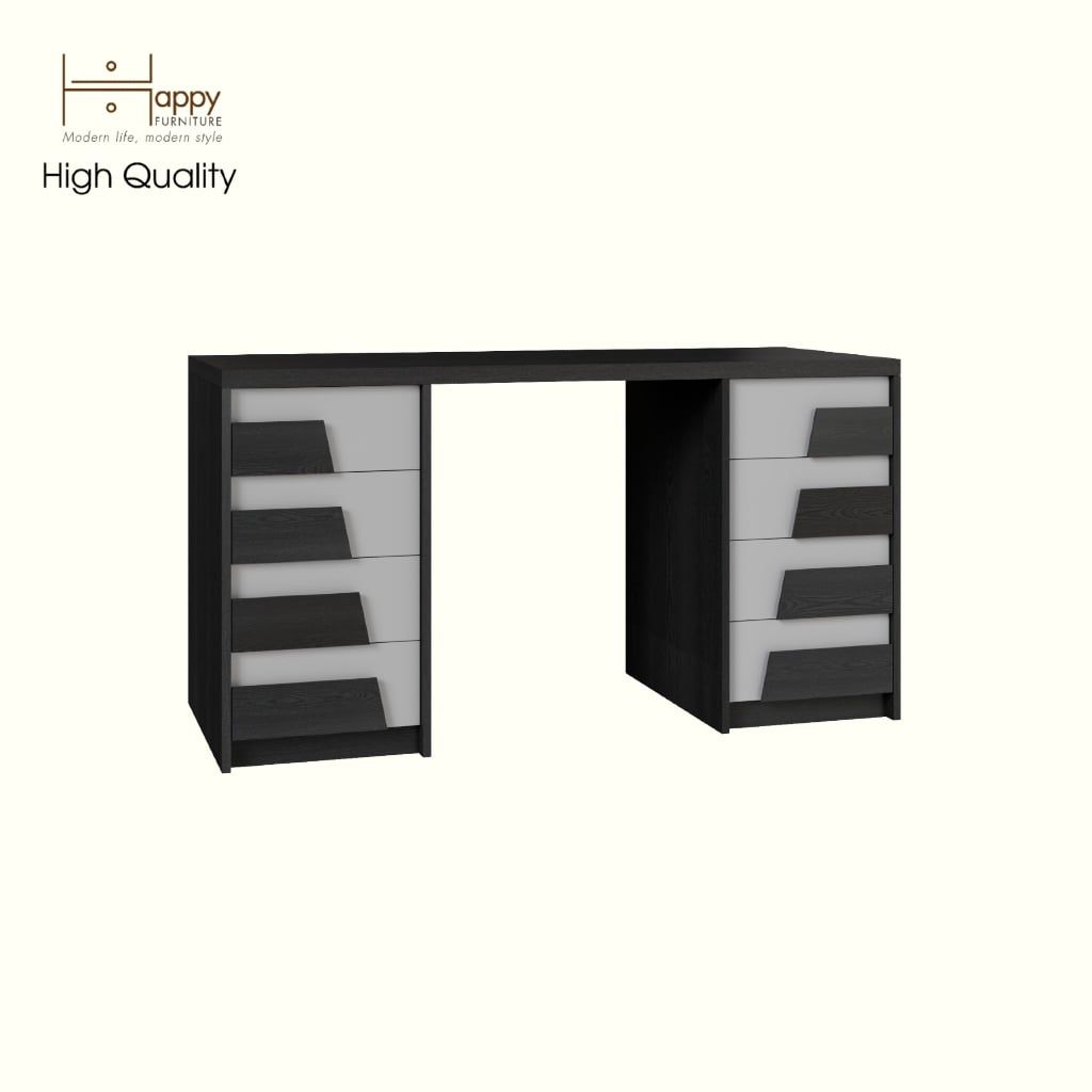 HAPPY FURNITURE , Bàn làm việc 8 ngăn kéo - PONIX , BAN_065 , 140cm x 59cm x 75cm 