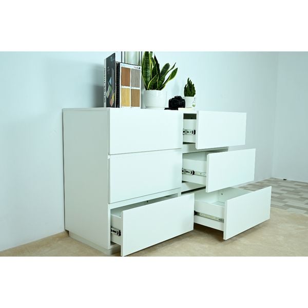  HAPPY FURNITURE , Tủ đựng đồ 6 ngăn kéo - MACRO , THK_038 , 120cm x 47cm x 82cm 