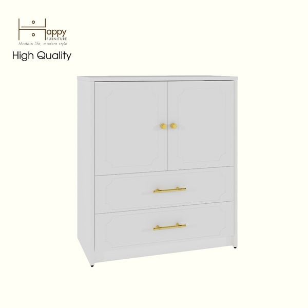  HAPPY FURNITURE , Tủ lưu trữ 2 cửa mở 2 ngăn kéo - NERIS , TCM_146 , 70cm x 36cm x 80cm 