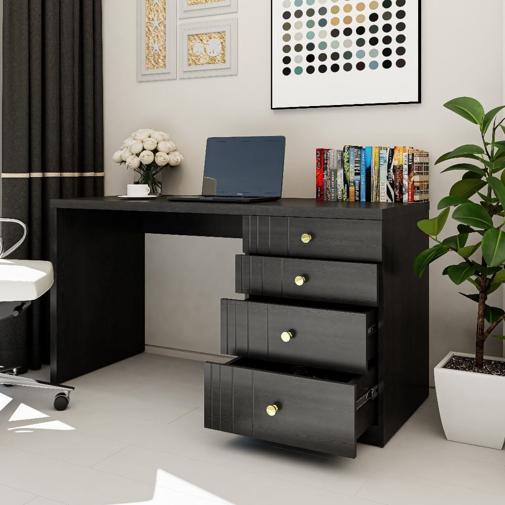  HAPPY FURNITURE , Bàn làm việc 4 ngăn kéo - JOVIE , BAN_083 , 140cm x 59cm x 75cm 