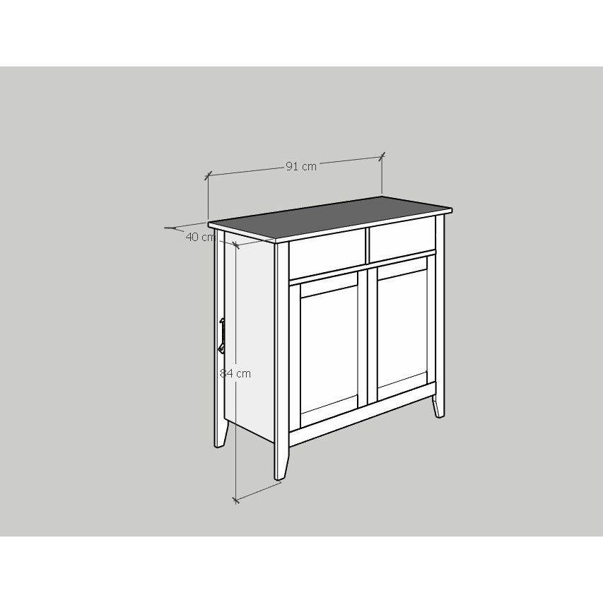  HAPPY FURNITURE , Tủ đựng đồ 2 ngăn kéo 2 cửa mở - CANA , THK_001 , 91cm x 40cm x 84cm 