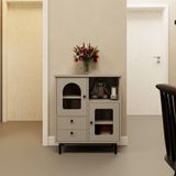 HAPPY FURNITURE , Tủ lưu trữ cửa kính 2 cửa mở Chân sắt - SISEEL , TLT_010 , 70cm x 32cm x 82cm 