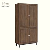 HAPPY FURNITURE , Kệ sách 5 tầng 4 cửa mở chân sắt - CATY , KSA_055 , 90cm x 39cm x 180cm 