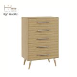  HAPPY FURNITURE , Tủ đụng đồ 5 ngăn chân gỗ chéo - OSRI , THK_023 ,  80cm x 50cm x 120cm 