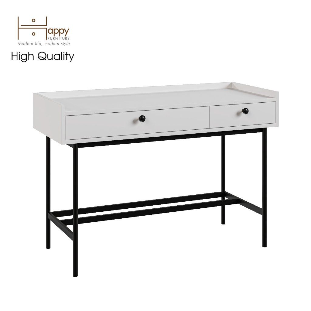  HAPPY FURNITURE , Bàn trang điểm 2 ngăn chân sắt - KINA , BAN_040 , 110cm x 45cm x 75cm 