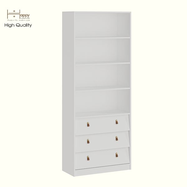  HAPPY FURNITURE , Kệ sách 3 ngăn kéo - CALYN , KSA_106 , 80cm x 35cm x 200cm DxRxC 