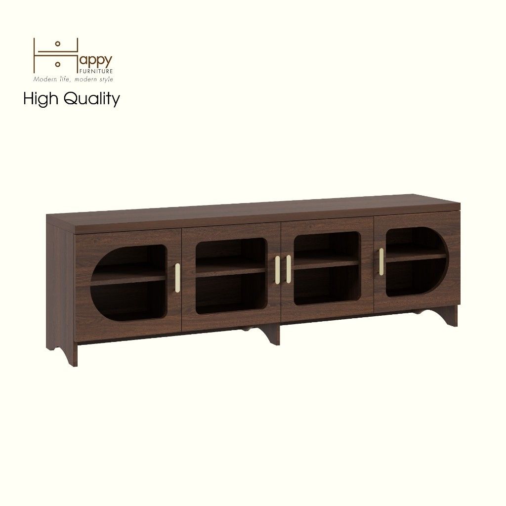  HAPPY FURNITURE , Kệ TV 4 cửa kính - CHEVY, KTV_079 , 180cm x 40cm x 56cm DxRxC 