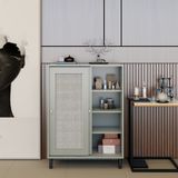  HAPPY FURNITURE , Tủ đựng đồ 2 cánh lùa chân sắt - ROTAN , TCL_030 , 80cm x 34cm x 110cm 