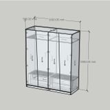  HAPPY FURNITURE , Tủ quần áo 4 cửa mở - DALEY ,TCM_281 , 160cm x 58cm x 190cm DxRxC 