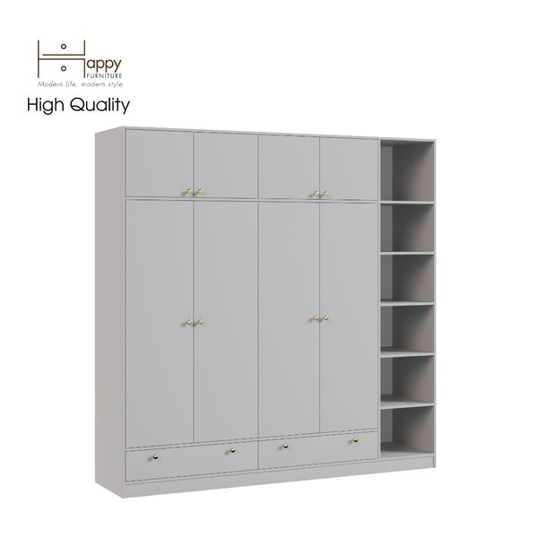  HAPPY FURNITURE , Tủ quần áo 4 cửa mở 2m2x2m2 - ELEGANT , TCM_045 , 220cm x 54cm x 220cm 