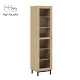  HAPPY FURNITURE , Kệ sách 6 tầng  cửa kính size nhỏ chân sắt - CATY , KSA_018 , 45cm x 40cm x 180cm 