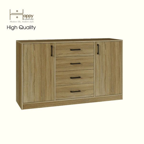  HAPPY FURNITURE , HEINEE - Tủ lưu trữ 2 cửa mở 4 ngăn kéo, TLT_037 , 140cm x 40cm x 82cm DxRxC, sản phẩm phổ thô 