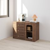  HAPPY FURNITURE , Tủ lưu trữ 1 cửa kính 3 ngăn kéo - NOAH , TLT_066 , 100cm x 45cm x 70cm DxRxC 