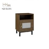  HAPPY FURNITURE , Táp đầu giường 1 cửa mở chân săt - ROTAN , TCM_135 , 42cm x 37cm x 58cm 
