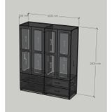  HAPPY FURNITURE , Tủ quần áo 4 ngăn kéo 4 cửa mở - TASY ,TCM_267 , 160cm x 54cm x 200cm DxRxC 