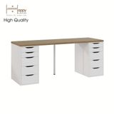  HAPPY FURNITURE , Bàn làm việc 2 bên ngăn tủ 2m x 60cm - LIDA , BAN_025 , 200cm x 60cm x 73cm 