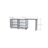  HAPPY FURNITURE , Tủ lưu trữ 6 ngăn kéo kết hợp bàn - VENNI , BAN_114 , 230cm x 45cm x 85cm DxRxC 