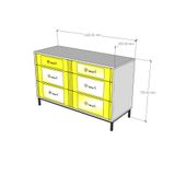  HAPPY FURNITURE , Tủ lưu trữ 6 ngăn kéo chân sắt - TAKO , THK_133 , 120x45x75cm 
