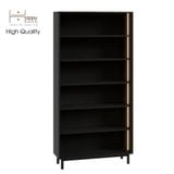  HAPPY FURNITURE  , Kệ sách 6 tầng tích hợp đèn LED chân sắt - CATY , KSA_015_LED , 90cm x 30cm x 180cm 