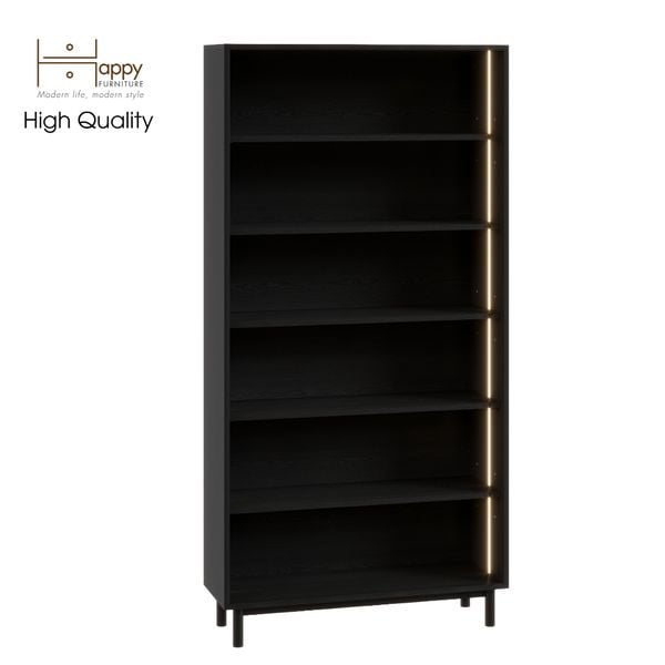  HAPPY FURNITURE  , Kệ sách 6 tầng tích hợp đèn LED chân sắt - CATY , KSA_015_LED , 90cm x 30cm x 180cm 