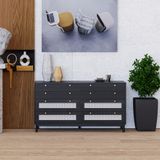  HAPPY FURNITURE , Tủ đựng đồ 8 ngăn kéo chân sắt - ROTAN , THK_129 , 140cm x 45cm x 76cm 