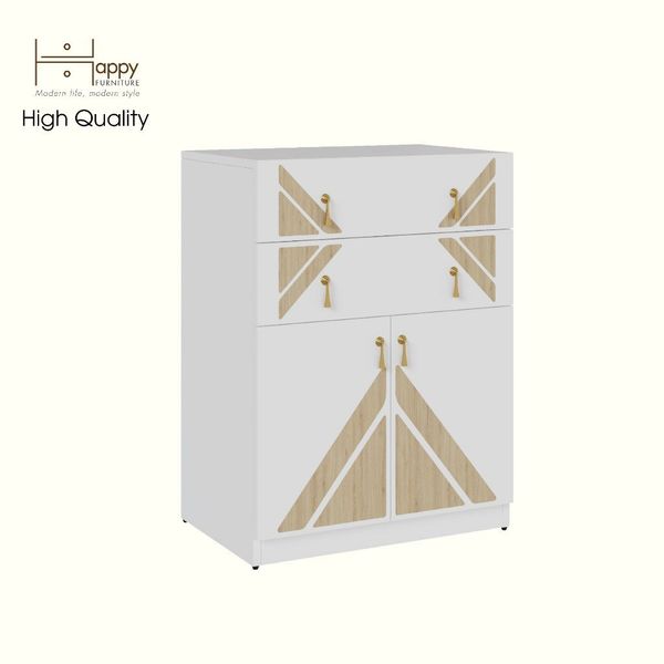  HAPPY FURNITURE , Tủ lưu trữ 2 cửa mở 2 ngăn kéo - CHARIS , TCM_119 , 60cm x 40cm x 80cm 